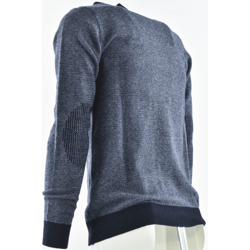 Blauer Jaquard-Pinpoint-Pullover mit Rollkragen für Herren