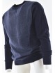 Men's Crew Neck Sweater Blue Light Blue Geometric Design Merino Wool