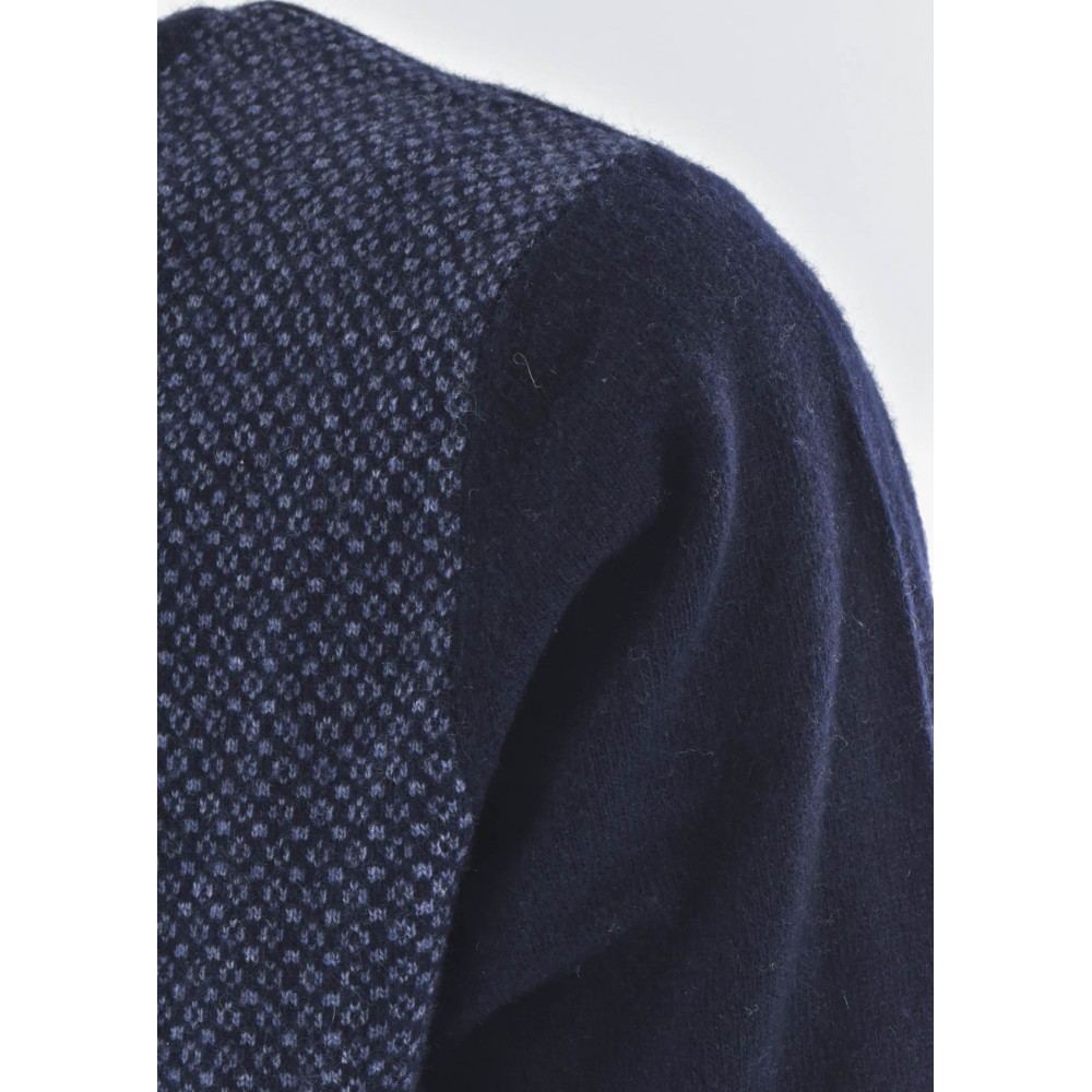 Herren Pullover mit Rundhalsausschnitt Blau Hellblau Geometrisches Design Merinowolle