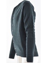 Men's Green Cardigan Buttons Sweater Geometric Processing