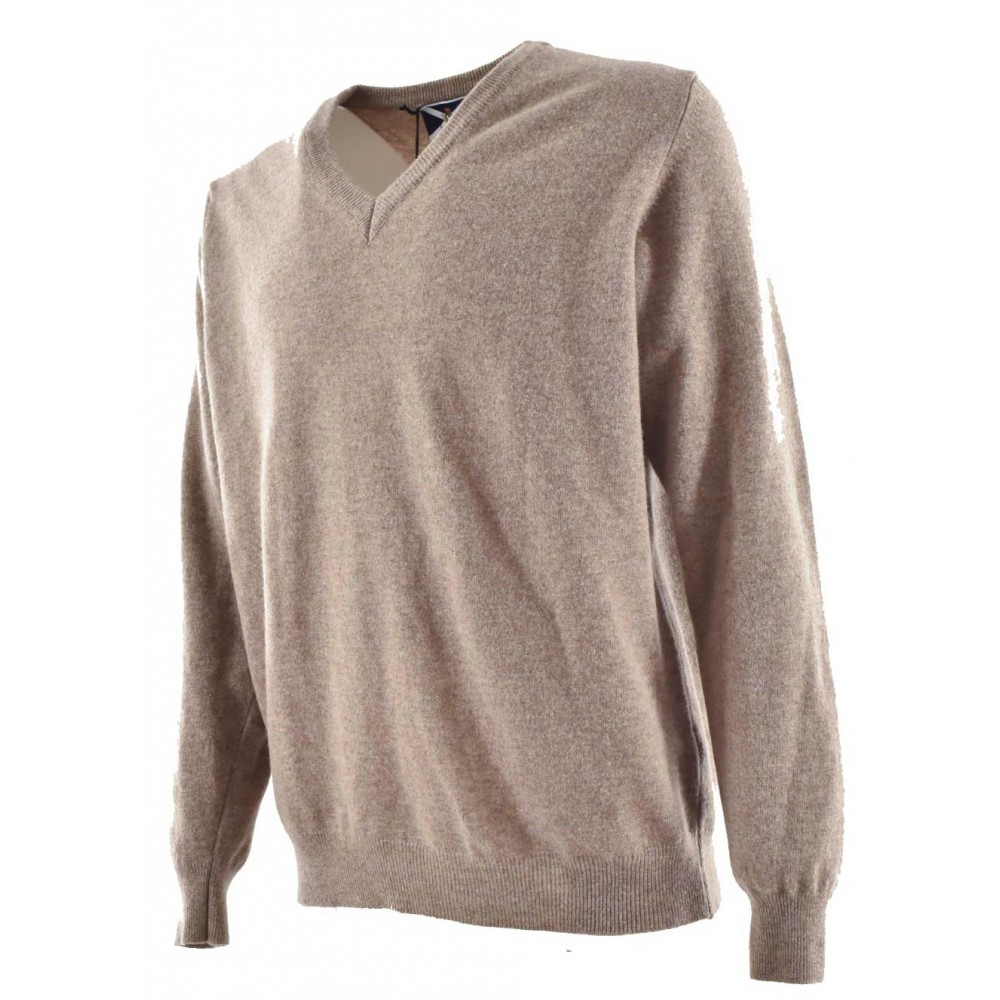 Аранжавы мужчынскі пуловер з V-вобразным выразам - кашміровая сумесь 3Fili