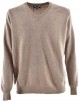 Pull Homme Beige Pure Laine Col V