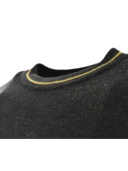 Jersey de cuello redondo gris oscuro para hombre en pura lana