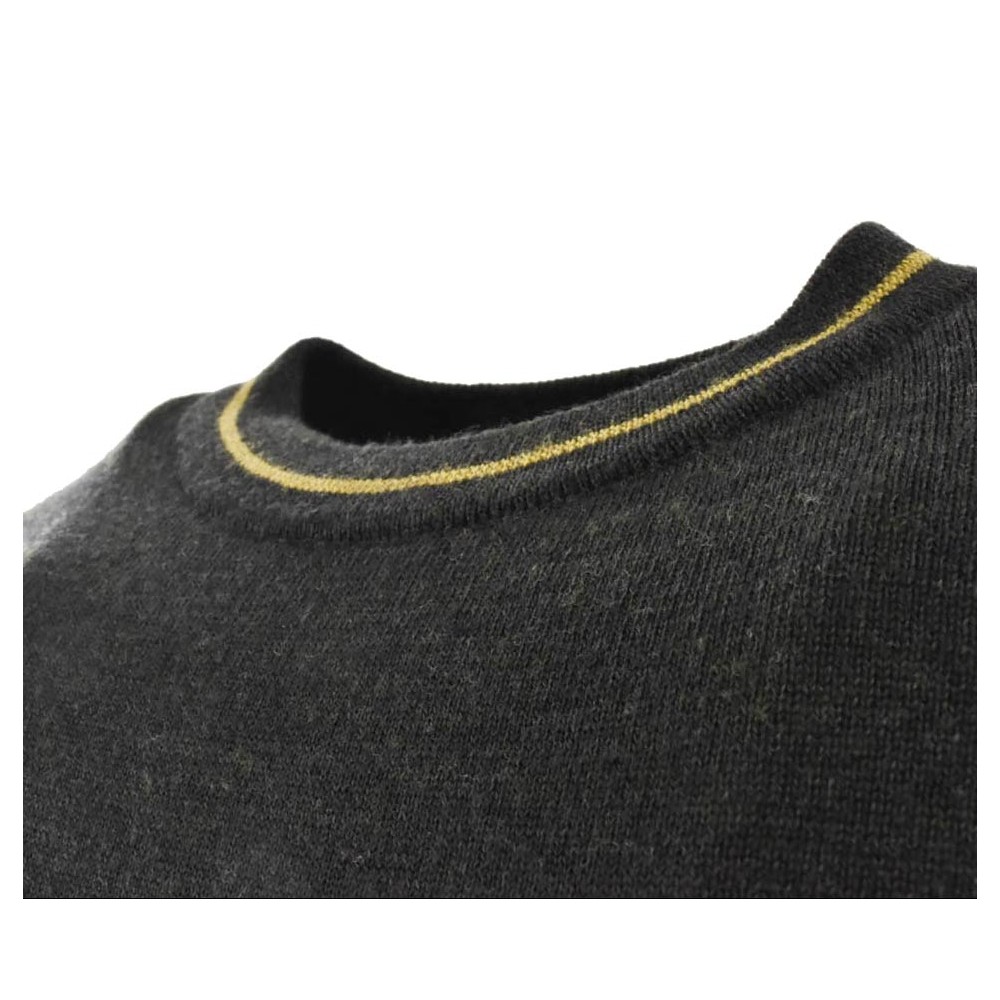 Jersey de cuello redondo gris oscuro para hombre en pura lana