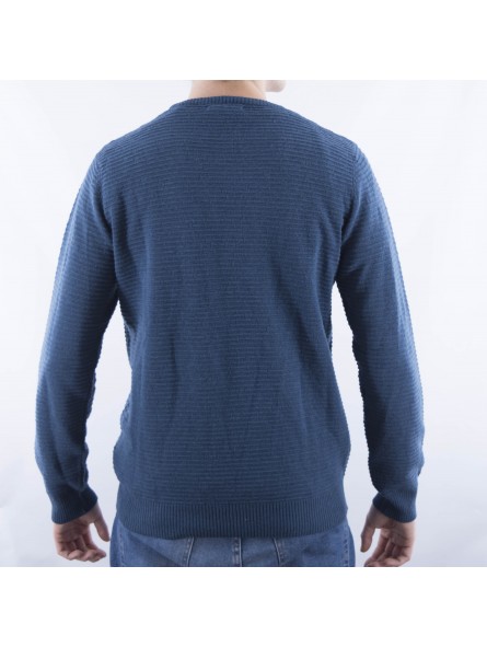Jersey de cuello redondo en jacquard de pura lana extrafina de merino