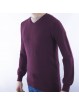 Bordeaux jacquard herensweater met V-hals