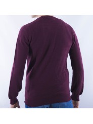 Bordeaux Jaquard V-Neck Men's Sweater