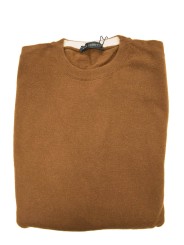 Jersey de cuello redondo de mezcla de cachemir marrón 2Fili para hombre 52/54 XL