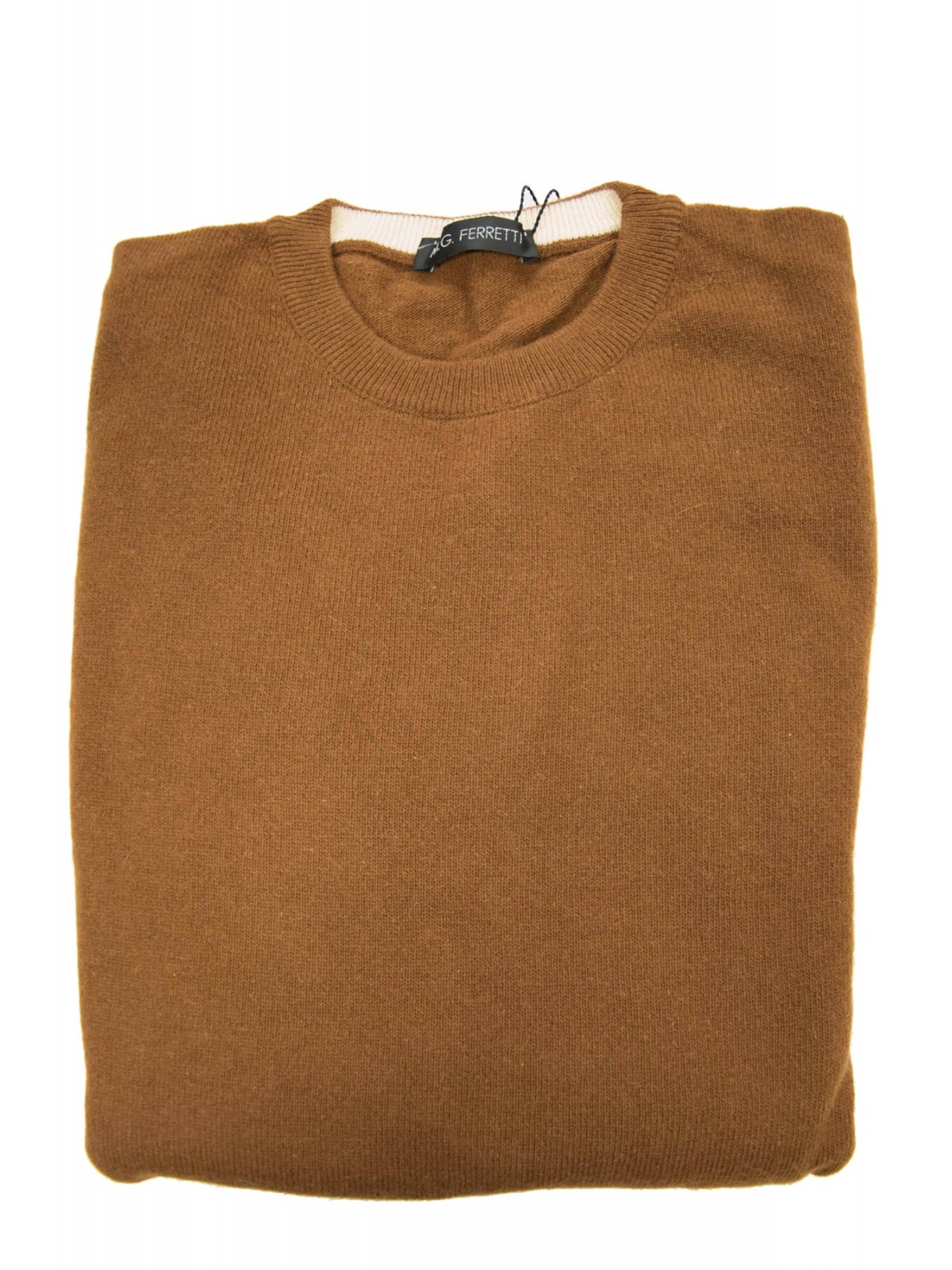 Мужчынскі пуловер з круглым выразам 2Fili карычневага кашміру 52/54 XL