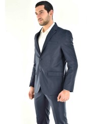Dress with Vest Elegant Man Ceremony, Night Blue Lines, Glossy Opaque - Lancer - 48