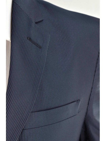 Anzug mit Weste Herren Elegante Zeremonie nachtblau Zeilen Glänzend, Matt - Lancer - 48