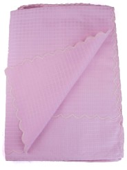 Round Tablecloth x8 Bright Pink Organza Scalloped Squares diam180 +8 Napkins 8071