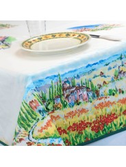 Printed Cotton Satin Tablecloth