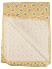 Rectangular Tablecloth x12 Yellow Ocher Flowers 270x180 +12 Patchwork Napkins