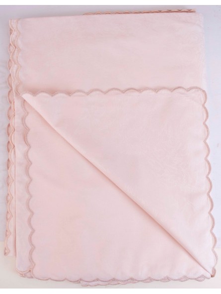 Rectangular Tablecloth x12 Pale Pink Angels Jaquard 270x180 +12 Napkins 8084