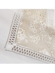 Embroidered Tablecloth Day in Mixed Linen Beige Floral Flounce