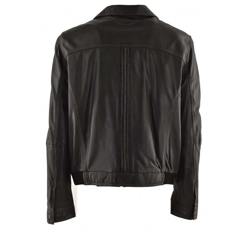 Dark Brown Soft Leather Biker Jacket for Men