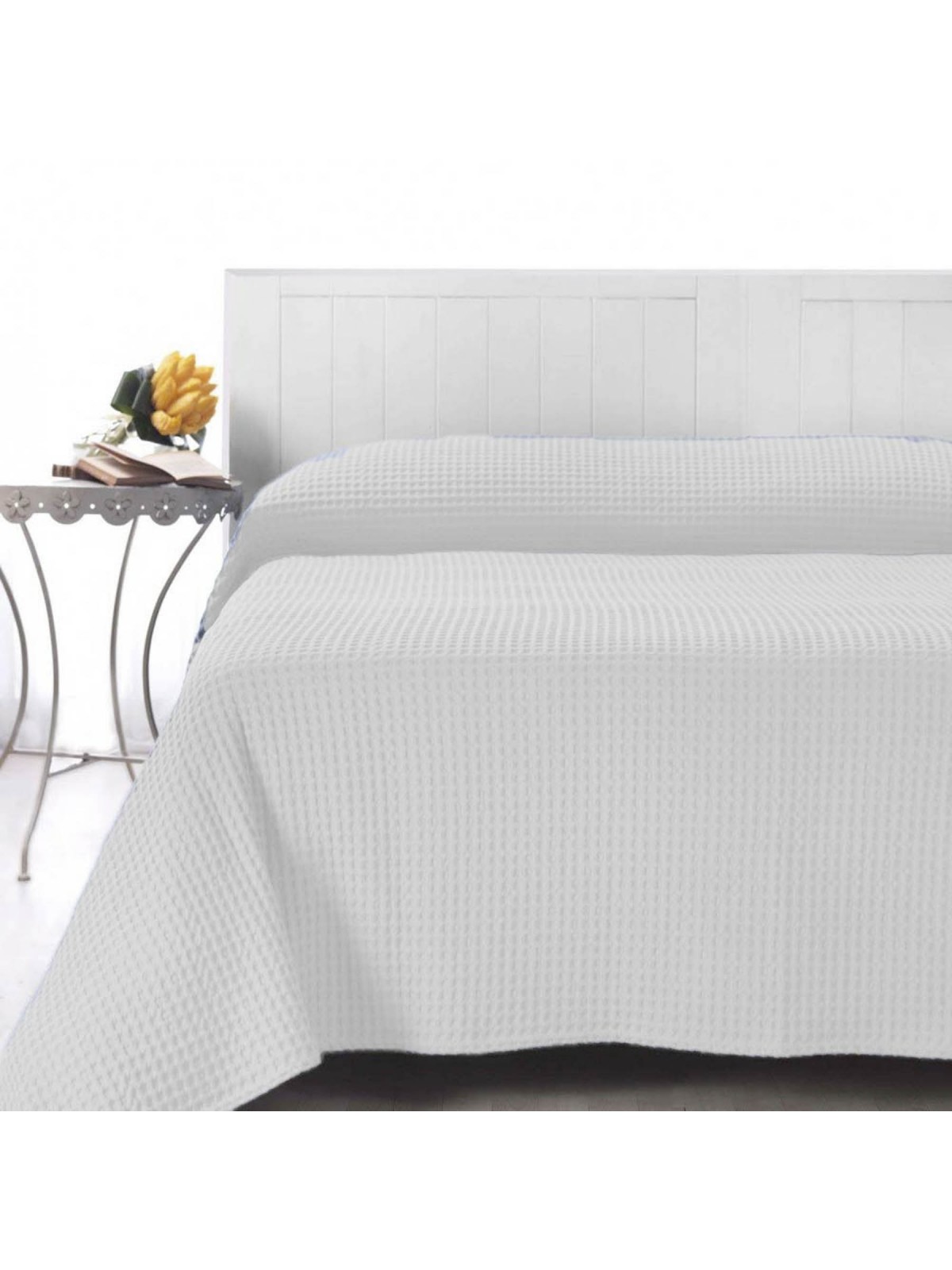 Waffle Bedspread Lightweight Pure Cotton - Shabby Chic Colors