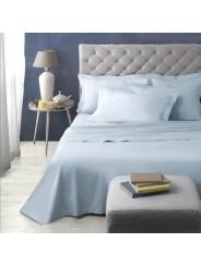 Draps bleu clair Percale Pelleovo 220 TC Solid Color kingsize French bed
