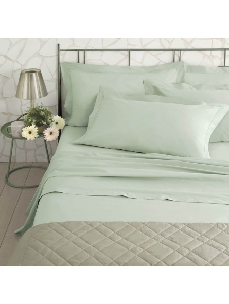 Light green sheets Percale Pelleovo 220 TC Solid color kingsize French bed