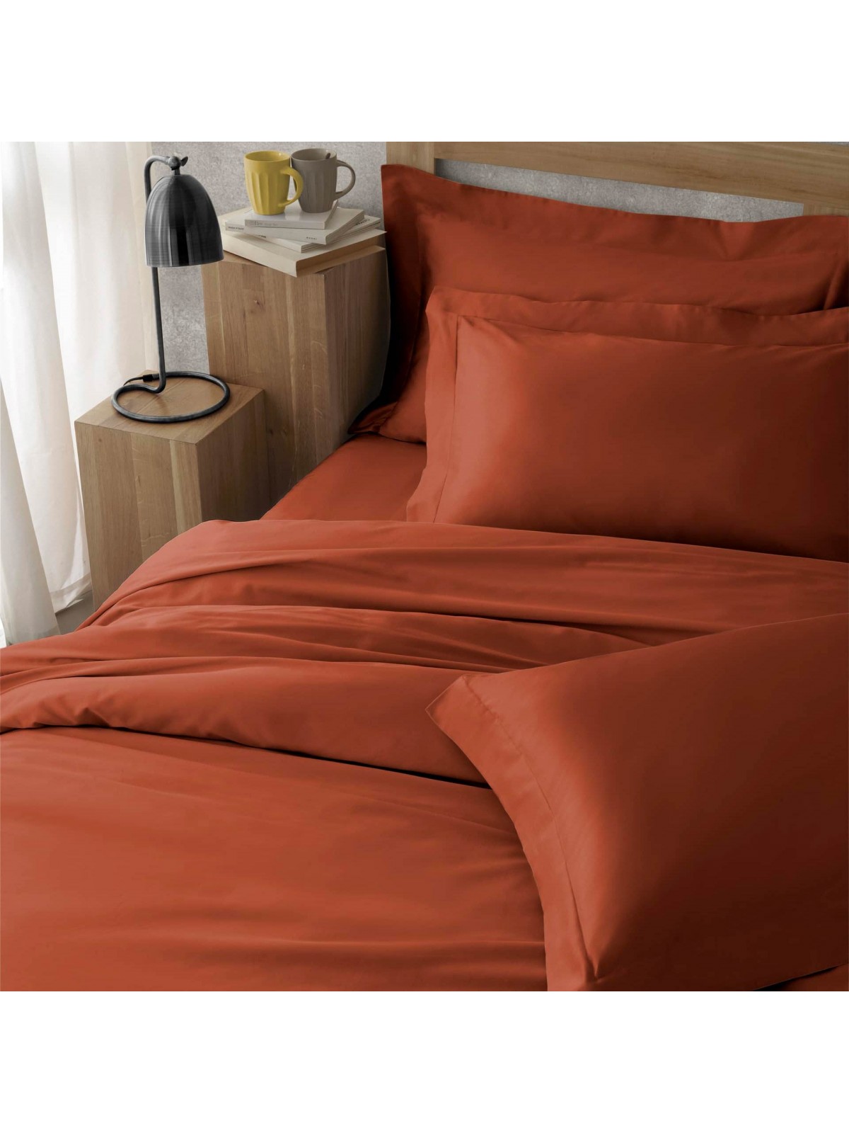 Einfarbige Baumwoll-Satin-Bettwäsche