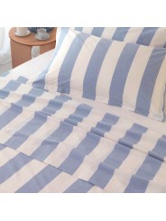 Gingham Sheets Wide Stripes Weiß Himmelblau