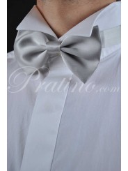 Noeud papillon bow Tie Hommes Lumière Gris Satin 100% Pure Soie Fabriqué en Italie - Cravates et Accessoires