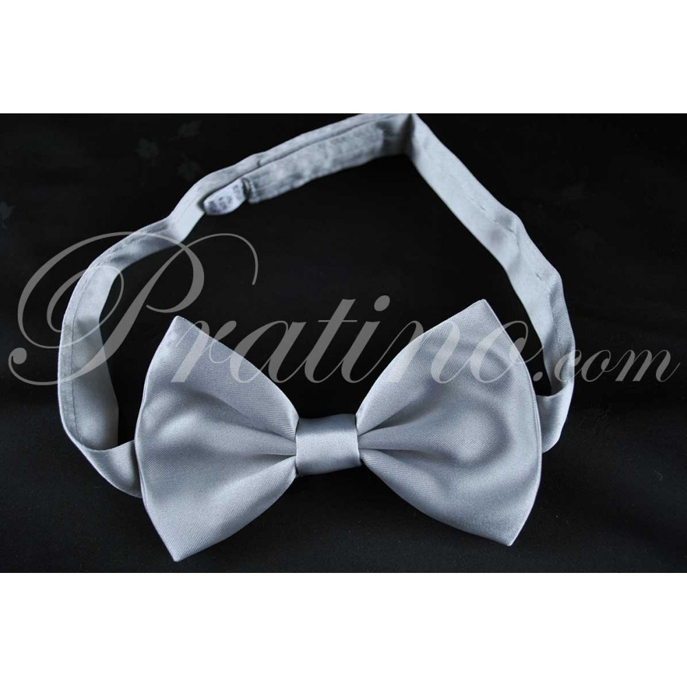 Noeud papillon bow Tie Hommes Lumière Gris Satin 100% Pure Soie Fabriqué en Italie - Cravates et Accessoires