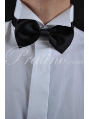 Noeud papillon bow Tie pour homme Noir Satin 100% Pure Soie Fabriqué en Italie - Cravates et Accessoires