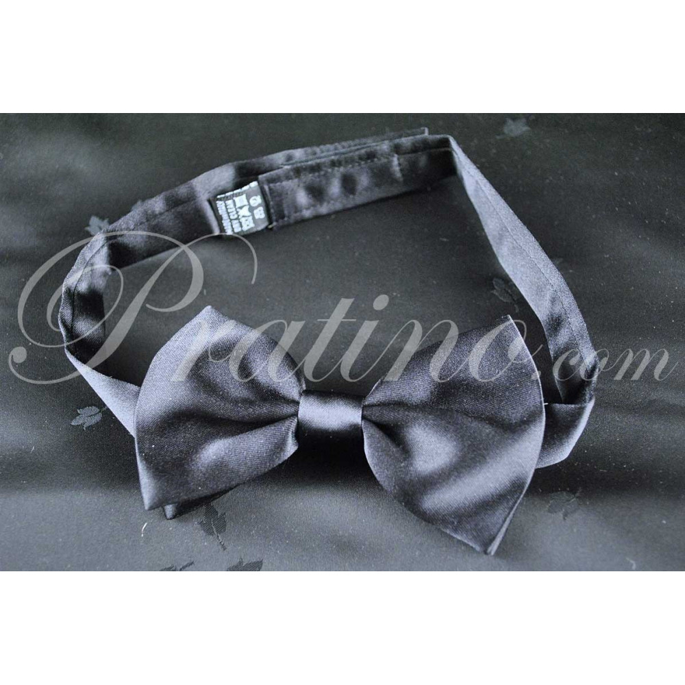 Noeud papillon bow Tie pour homme Noir Satin 100% Pure Soie Fabriqué en Italie - Cravates et Accessoires